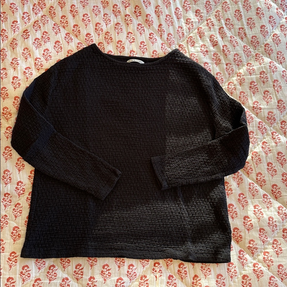 Black Crane Textured Cotton Top XS